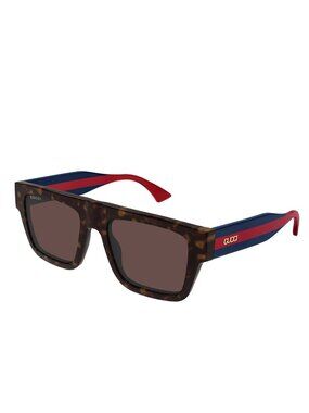 NEW GUCCI SUNGLASSES GG1868S 002 HAVANA/BLUE UNISEX SQUARE EYEWEAR